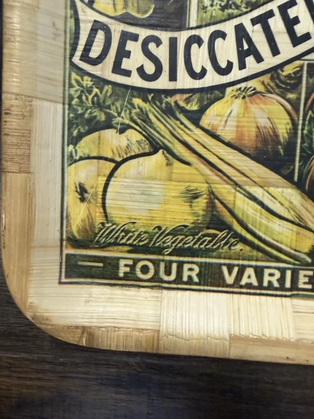 Vintage Edwards Desiccated Soup Advertising Ad Farmhouse Woven Bamboo Soup Tray